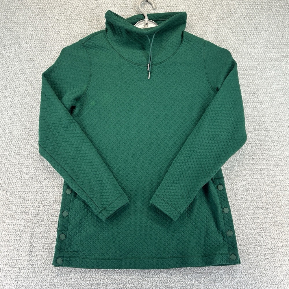 L.L. Bean Sweatshirt Women's Small‎ Green SoftLight Quilted Funnelneck Pullover